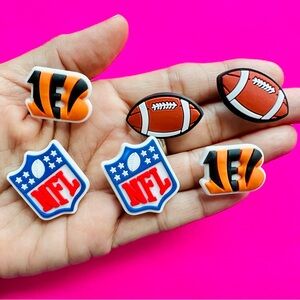Cincinnati Bengals Football NFL Croc Shoe Charms Set of 6 w Free Charms! NEW